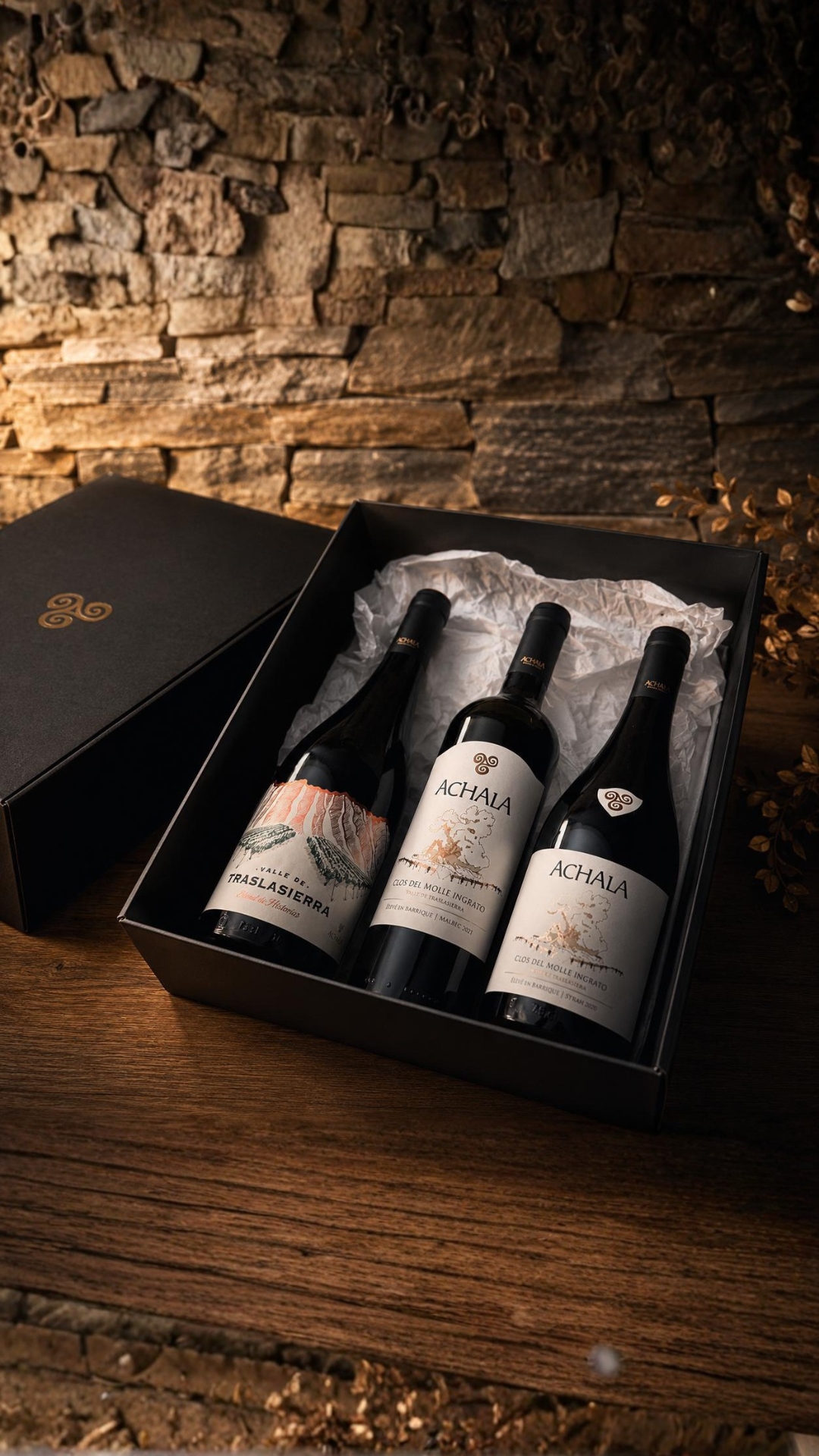 Estuche oficial Achala con las tres botellas